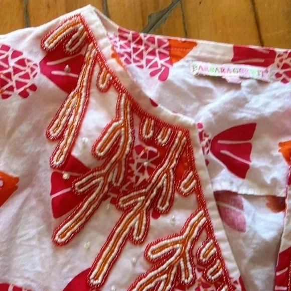 Barbara  Gerwit fish beaded coral tunic - Picture 2 of 10